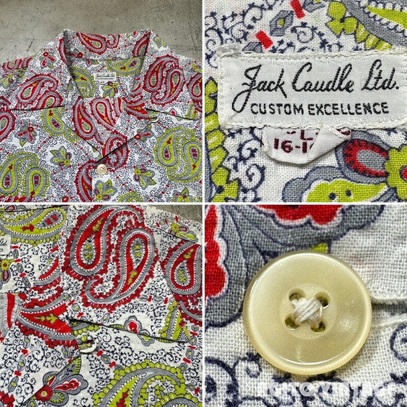 Jack Coudle Ltd. 50's~ プリントコットンシアサッカーシャツ オープンカラーシャツ 開襟 ペイズリー柄 美品 L 三国ケ丘店 ITBCUN5RCD0S 【中古】 RM3187H
