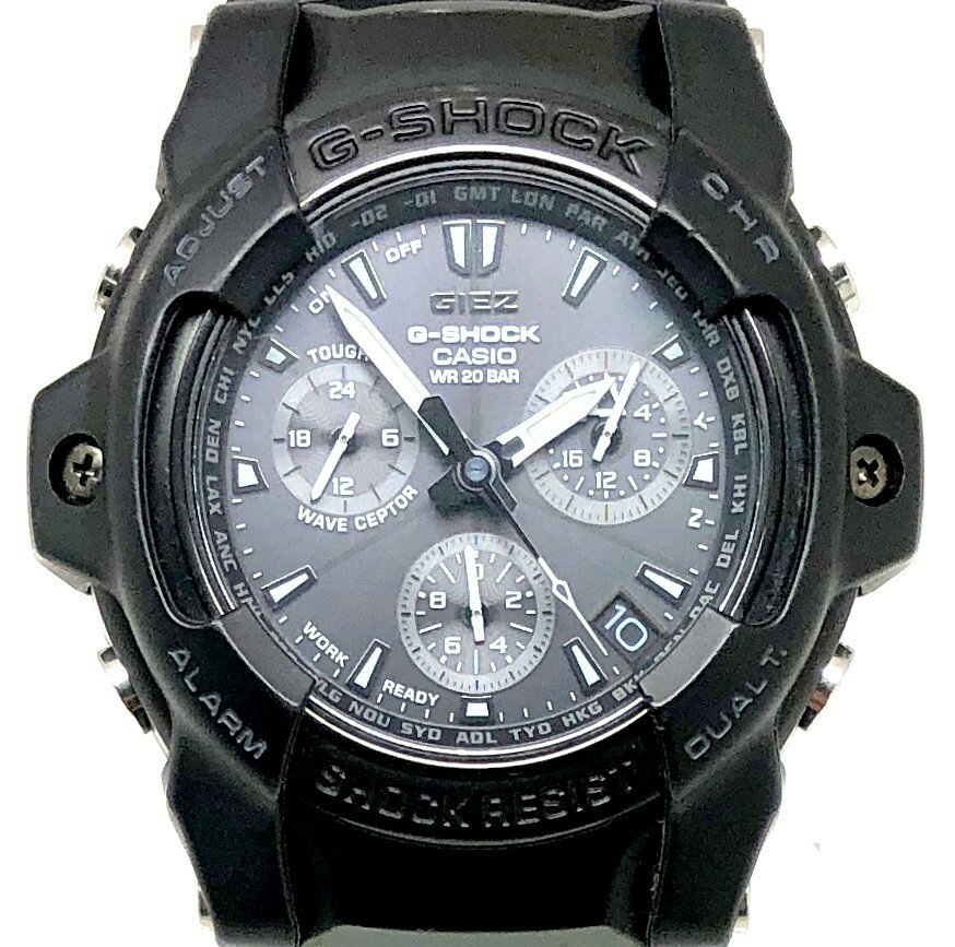 G-SHOCK ジーショック CASIO カシオ 腕時計 GS-1000BJ-1A GIEZ ジーズ アナログ クロノグラフ 電波ソーラー タフソーラー 日本・北米対応電波受信 高性能5モーター メタルベゼル ブラック 2006年10月発売 三国ケ丘店 ITF3CR6SVLO8 【中古】