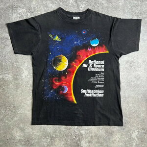 TURNER ターナー 90's "国立航空宇宙博物館 スミソニアン博物館" プリントTee USA製 ブラック コットン100% アート 宇宙 太陽系 貝塚店 ITC6Q6FWMH7B 【中古】 RK042TJ