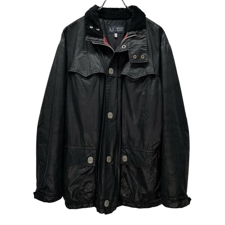 ARMANI JEANS シリコンコーティング中綿ファイアーマンジャケット アウター カバーオール ブルゾン ダウン ハイネック スナップボタン アンブレラヨーク ラスター 90s 00s Archive アルマーニジーンズ メンズ 三国ケ丘店 IT2D8EF9A3WD 【中古】 RM1013Y