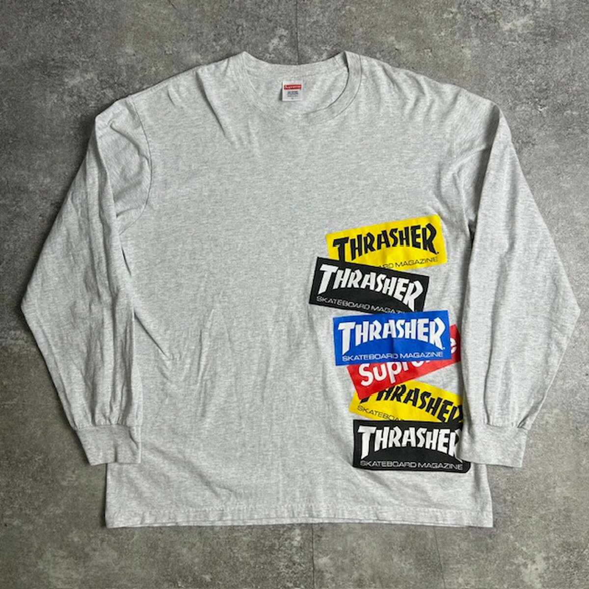 supreme シュプリーム 21FW Thrasher Multi Logo L/STee スラッシャー ダブルネーム コラボ 長袖 Tシャツ ロングスリーブ メンズ XL 貝塚店 ITTW69M8OQ3A 【中古】 RK085KO