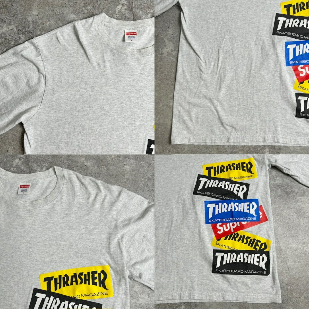 supreme シュプリーム 21FW Thrasher Multi Logo L/STee スラッシャー ダブルネーム コラボ 長袖 Tシャツ ロングスリーブ メンズ XL 貝塚店 ITTW69M8OQ3A 【中古】 RK085KO