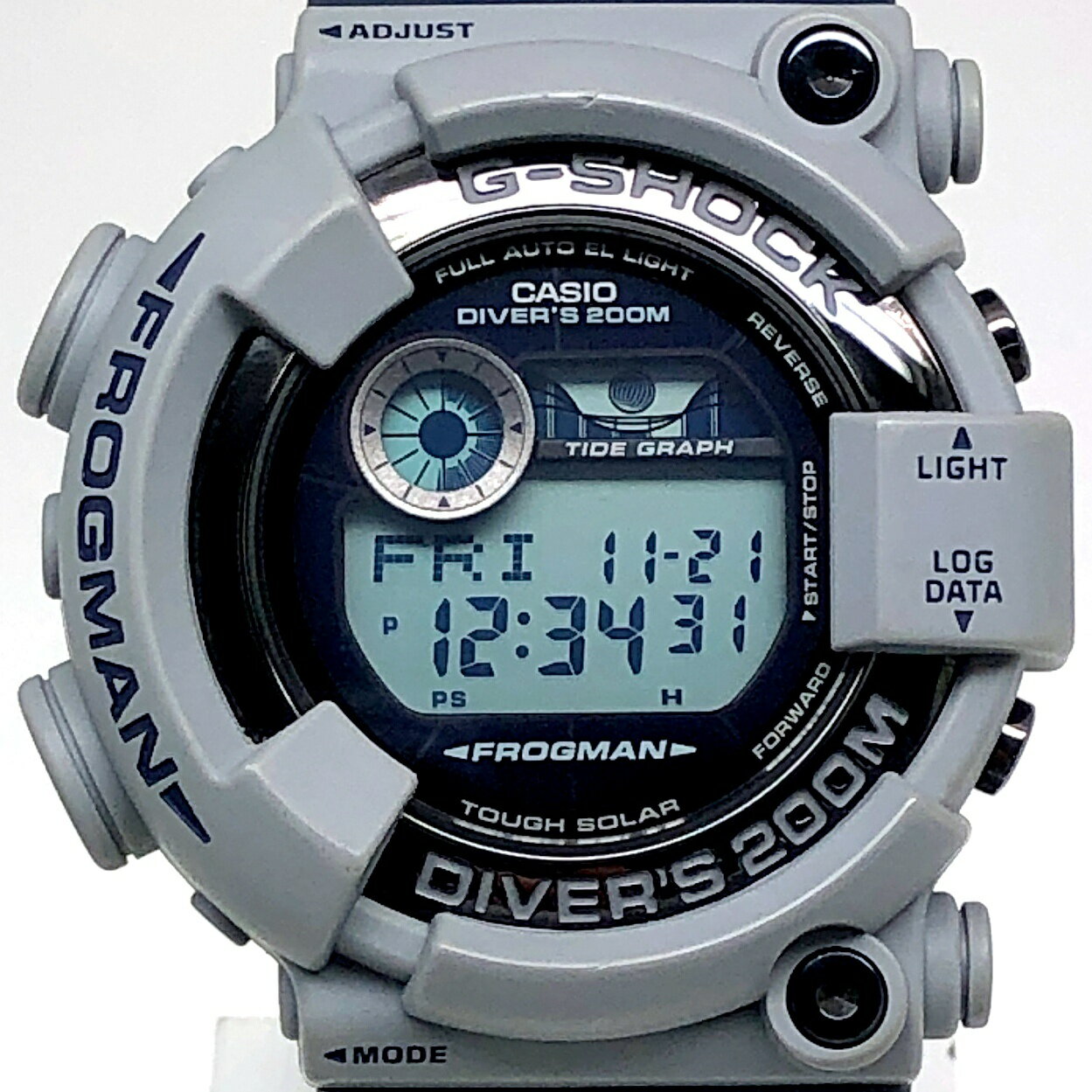 G-SHOCK(ジーショック) CASIO カシオ 腕時計 GF-8250ER-2 FROGMAN Men in Military Colors フロッグマン メンインミリタリーカラーズ 初代復刻カラー グレー×ネイビー イカリEL 2012年4月発売 三国ケ丘店 IT4FEPRU0RKQ 【中古】