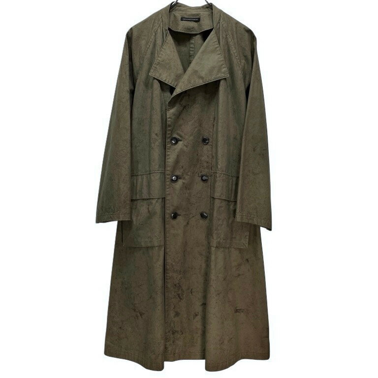 Y's コットンポプリン総柄プリントカラーレスミリタリーロングコート ジャケット ブルゾン アウター Yo..