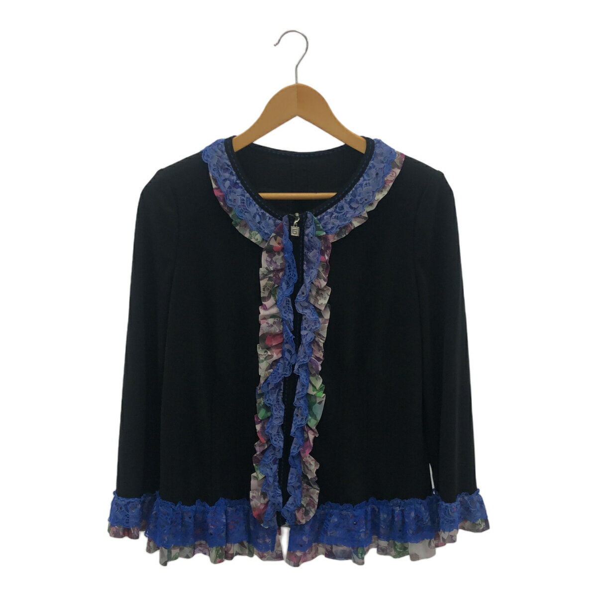 伊太利屋 イタリヤ フリルジップジャケット レース タグ付 美品 大人 女性 40代 50代 60代 防寒 ジップ..