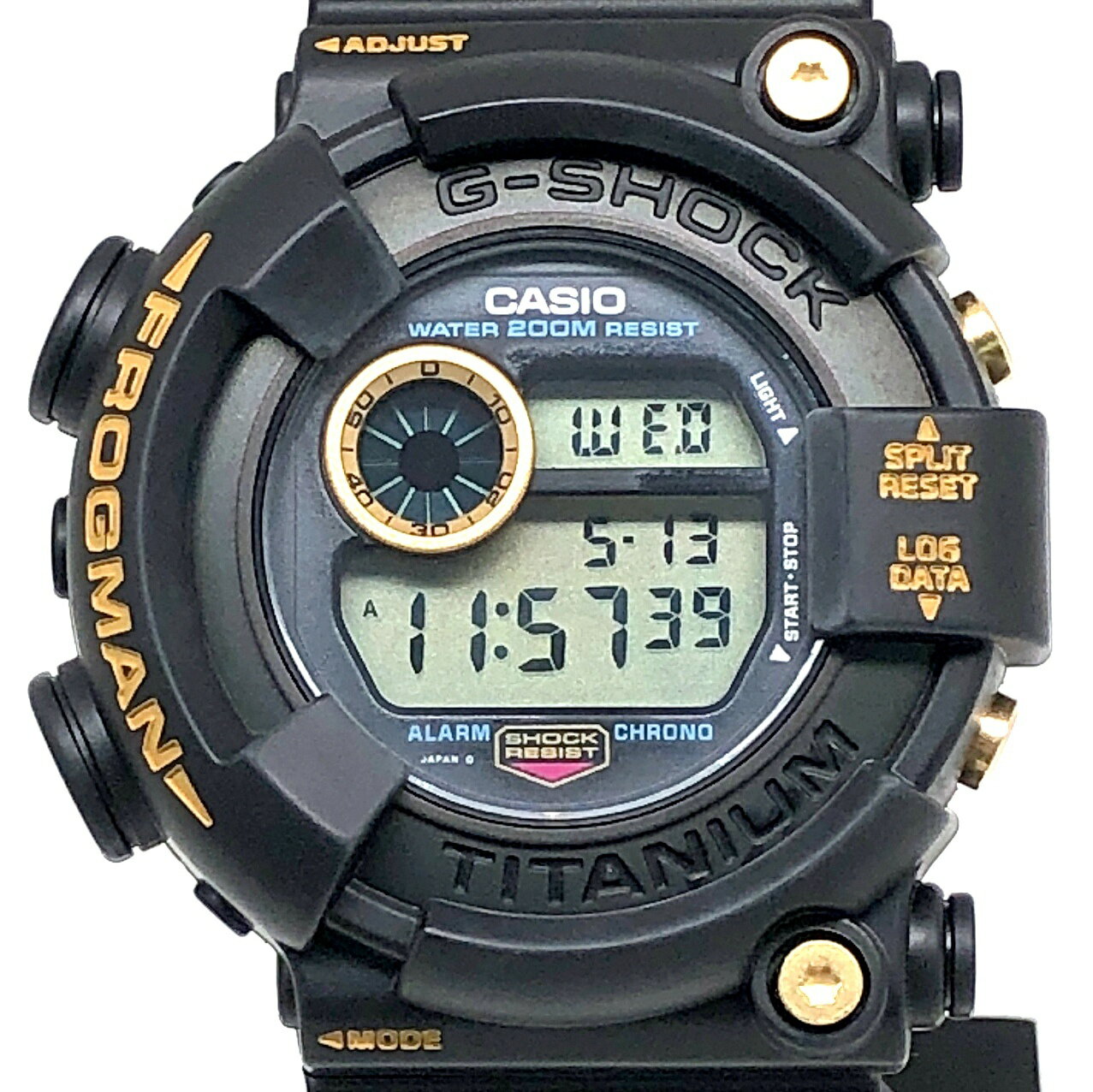 Other - G-SHOCK ジーショック CASIO カシオ 腕時計 DW-8200B-9A FROGMAN ゴールドチタンフロッグマン 黒金蛙 潜水蛙EL チタンケース 1995年9月発売 三国ケ丘店 ITX71W3NTFWY 【中古】