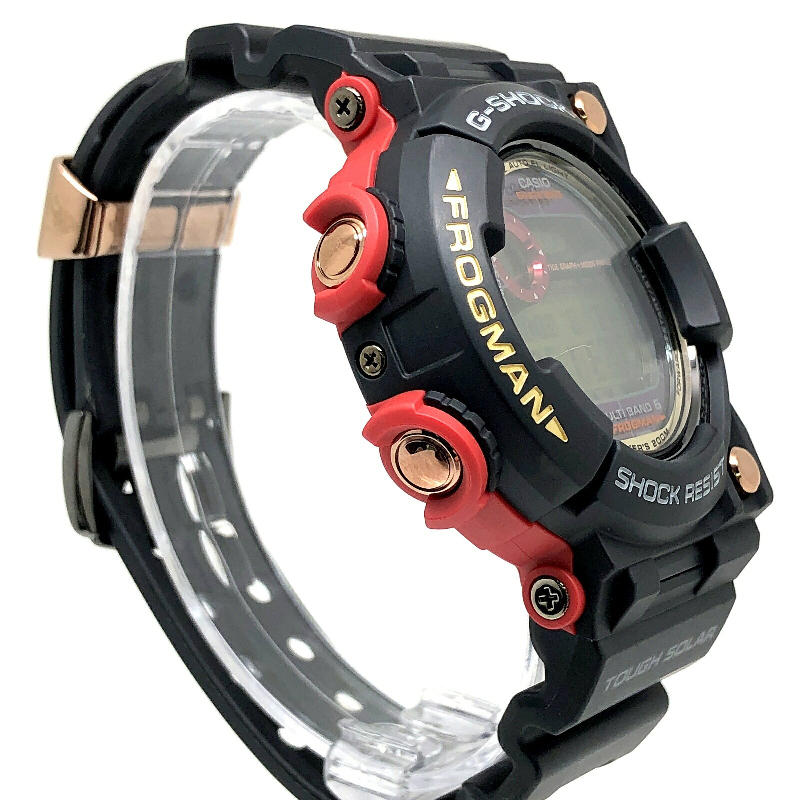 NEXT51楽天市場店のG-SHOCK ジーショック CASIO カシオ 腕時計 GWF-1035F-1 FROGMAN 35th ANNIVERSARY MAGMA OCEAN フロッグマン 35周年記念限定モデル マグマオーシャン 電波ソーラー ブラック×レッド ローズゴールド 2018年11月発売 三国ケ丘店 ITMP7E7NYWMW 【中古】｜アングル2