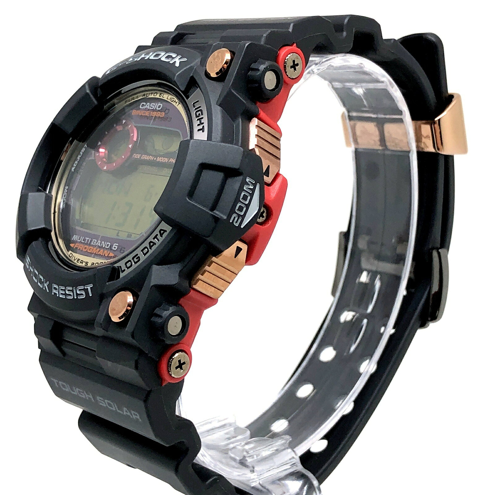 NEXT51楽天市場店のG-SHOCK ジーショック CASIO カシオ 腕時計 GWF-1035F-1 FROGMAN 35th ANNIVERSARY MAGMA OCEAN フロッグマン 35周年記念限定モデル マグマオーシャン 電波ソーラー ブラック×レッド ローズゴールド 2018年11月発売 三国ケ丘店 ITMP7E7NYWMW 【中古】｜アングル3