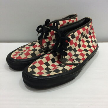 VANS バンズ 90's CHUKKA checker スニーカー 靴 ホワイト ブラック レッド マルチカラー チェック メンズ US8.5(26.5cm) 三国ヶ丘店 952691 【USED】 RM2656