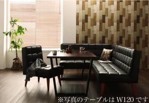 Rakuten - ヴィンテージスタイル・リビングダイニングセット 4人 4点セット(テーブル+ソファ1脚+アームソファ1脚+チェア1脚) 左アーム W150