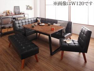ダイニングセット(テーブル&ソファ ベンチ チェア) 古木風 ヴィンテージ カフェスタイル リビングダイニング 6人 5点セット(テーブル+ソファ1脚+アームソファ1脚+チェア1脚+ベンチ1脚) 左アーム W150新生活 春 家具 家電 一人暮らし セット