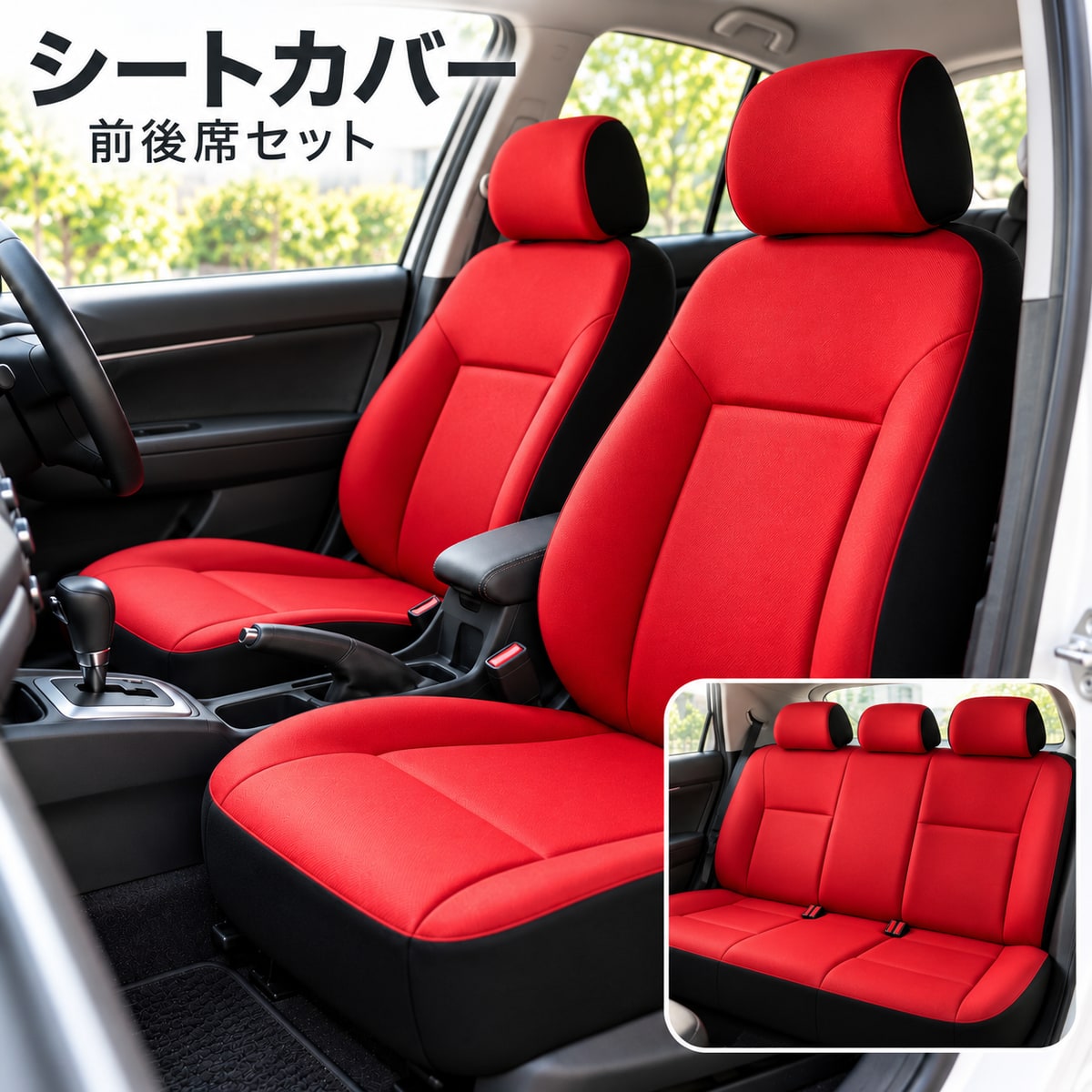 【不良発生時のご対応について】 ・お品物に問題等がございましたら、レビュー投稿前にご連絡をお願い致します。 ・レビュー投稿後にご連絡を頂いた場合、ご対応が出来かねる場合がございます。 【商品内容】 シートカバー(汎用タイプ) 前後席セット 【特徴】 材質：ポリエステル シンプルな無地デザインの布製カバーです。 前席・後席を同じカラーで揃えられます。 カラー：レッド/ブルー/ベージュ/グレー/ブラック/ピンク/ワインレッド/カーキ/イエロー/オレンジ/グリーン 【参考車種】 ダイハツ ミライース LA300S LA310S 【適合確認】 汎用品です。車種専用品ではなく、シート形状・グレードで装着可否やフィット感が異なります。 前席ベンチシート・後席のない仕様は対象外です。 後席の肘掛けや分割・可倒機能が使えなくなる場合があります。 シートベルト・サイドエアバッグ等の安全装置や操作部分を妨げないよう、装着状態をご確認ください。 画面環境や照明によって実際の色味と異なって見える場合があります。 送料について 全国一律 送料無料 ご購入前の注意事項 ※以下の注意事項を最後までご確認の上、同意された方のみご購入ください。 ご購入いただいた場合は、下記内容すべてに同意されたものといたします。 ・商品によっては、取り付け時に一部加工が必要となる場合がございます。 ・弊社では取付作業の施工、指導等は行っておりません。 ・取り付けは、専門知識・技術を有する業者様へご依頼ください。 ・商品取付に起因する怪我、車両の故障等につきましては、 ・一切の責任を負いかねます。 ・本商品は輸入品です。 ・発送前に検品を行っておりますが、使用に支障のない範囲で ・細かな傷等がある場合がございます。 ・在庫管理の都合上、ご注文のタイミングによっては在庫切れとなる場合がございます。 ・お急ぎの場合は、事前に納期をお問い合わせください。 ・モニター環境により、実際の商品と色味が異なる場合がございます。 ・出品商品には原則として保証は付属しておりません。 ・メーカー保証が付属する商品につきましては、そちらが適用されます。 ・商品到着後の初期不良につきましては、到着後1週間以内に動作確認をお願いいたします。 ・初期不良対応は、加工・改造・破損がない商品に限ります。 ・不良発生時の工賃等は保証対象外となります。 お支払い方法 ・クレジットカード決済 ・銀行振込（楽天銀行） ・後払い決済 ・Apple Pay ・セブンイレブン（前払） ・ローソン、郵便局ATM等（前払） 配送方法 ・弊社指定の運送業者 ※当方が掲載している画像を無断で営利目的に利用する行為は禁止しております。 無断使用が確認された場合は、運営側へ違反通告を行う場合がございます。