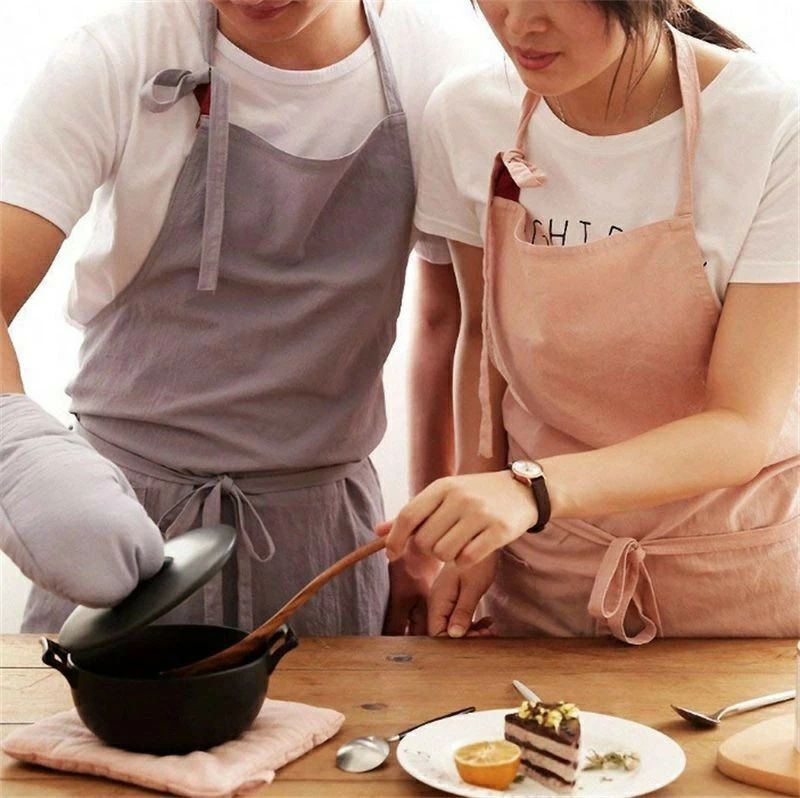 料理店用 花屋 保育園 カフェ キッチン 園芸 男女兼用 無地 北欧 おしりが隠れる カフェ風 ポケット付き 首掛け かわいい メンズ