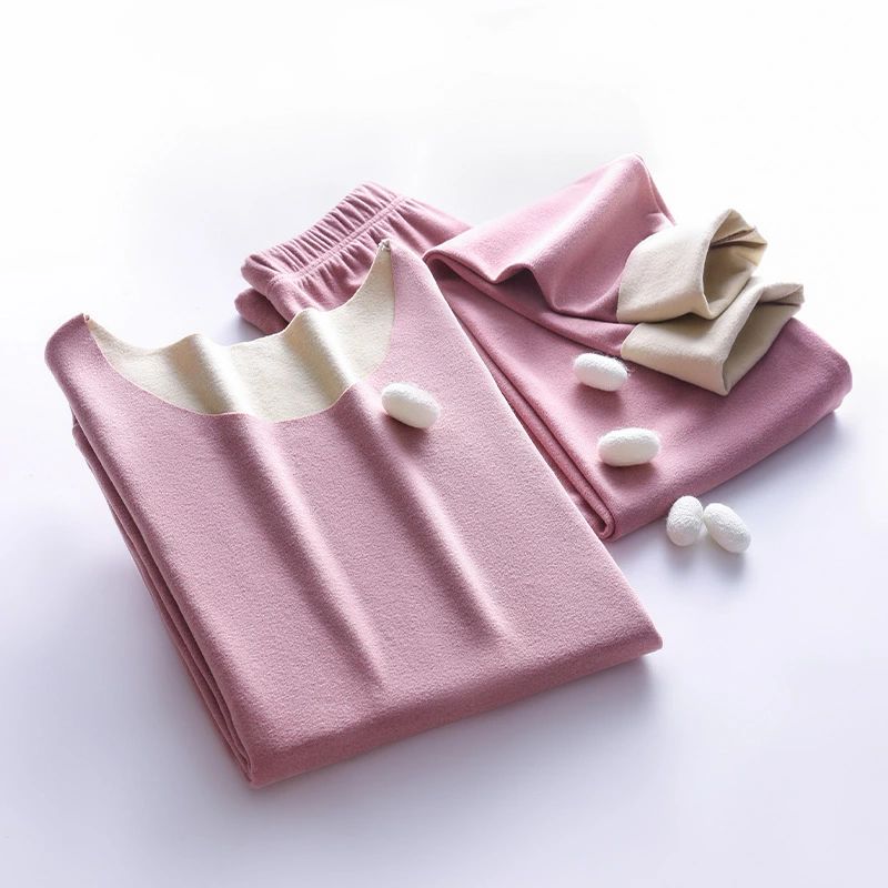 軽い 中厚 二層 暖か保温素材 XXL XL L M 肌着 冬 秋 あったか肌着上下レディース 長ズボン 長袖 暖か ..