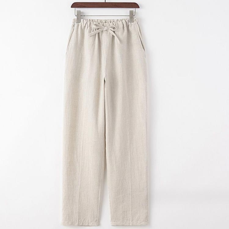 オールシーズン 快適 軽い 薄手 ガーゼ シンプル ポケット付き パジャマ 長ズボン コットン 無地 夏 春 ルームパンツ ルームウェ