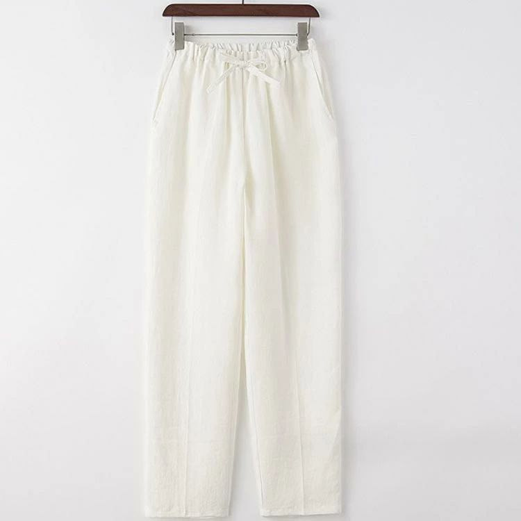 オールシーズン 快適 軽い 薄手 ガーゼ シンプル ポケット付き パジャマ 長ズボン コットン 無地 夏 春 ルームパンツ ルームウェ