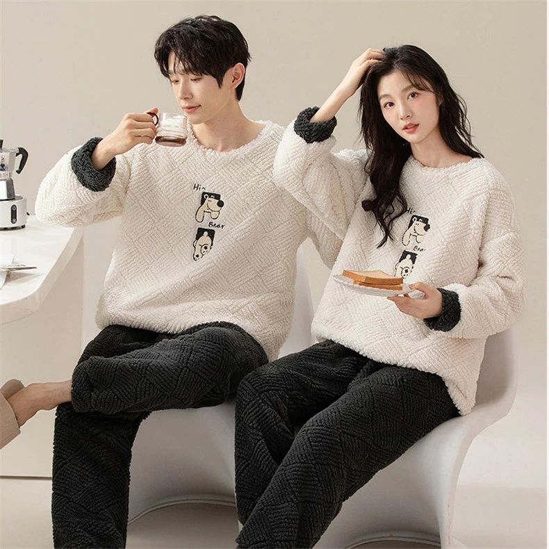 恋人 プレゼント 結婚祝い セットアップ パジャマ お揃い 部屋着 防寒 厚手 冬 秋 パジャマ 夫婦 防寒 ..