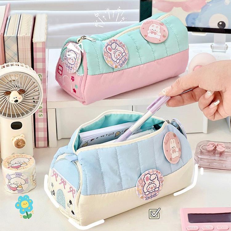大容量 女の子 シンプル 収納ポーチ 筆箱 ペンケース 持ち運びやすい ペンケース おしゃれ 便利 20本収納 ファスナー