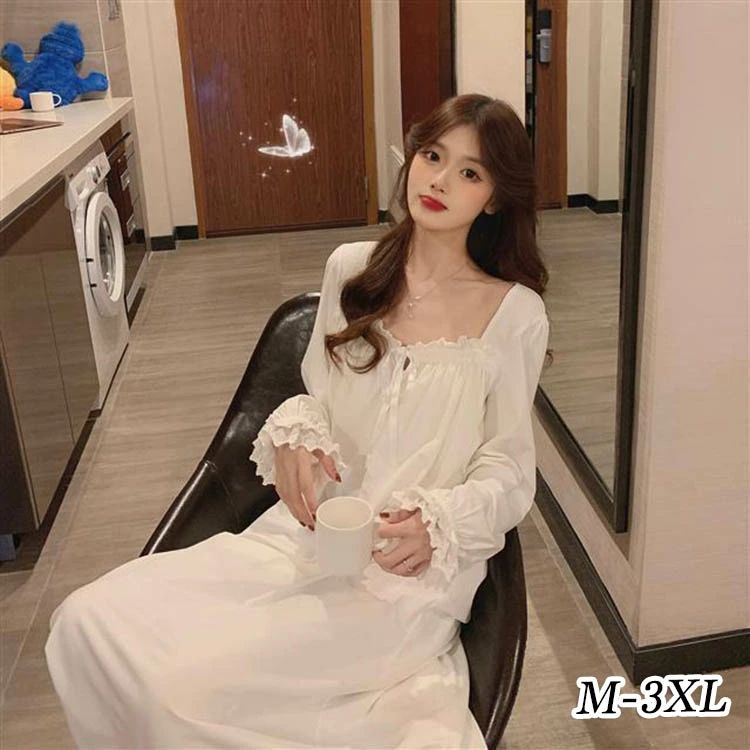 可愛い プレゼント かわいい レース 長袖 ロング丈 フレア フリル 女性 レディース ルームウェア パジ..