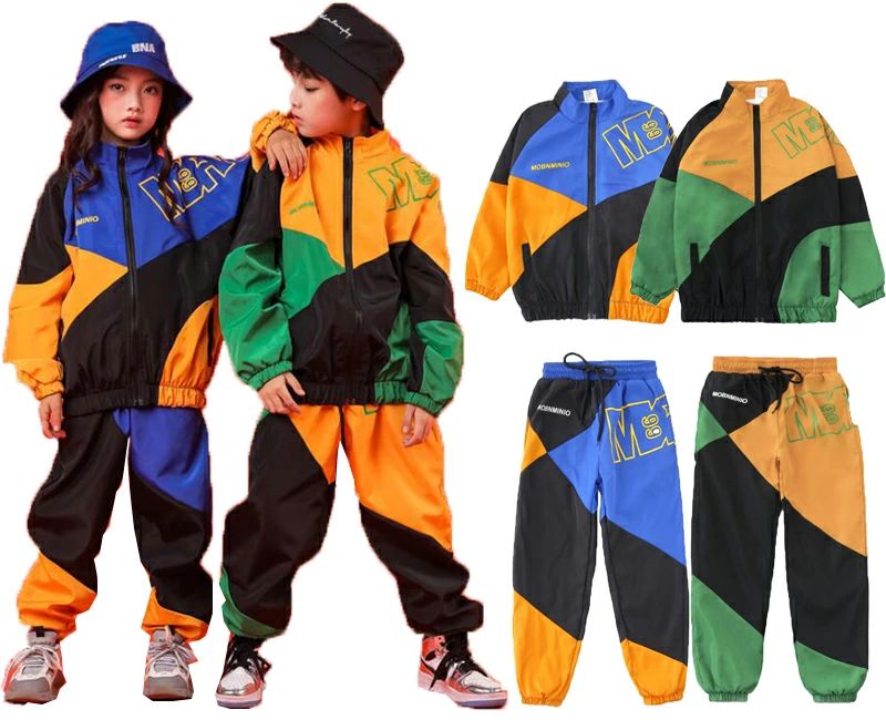 110-180 かっこいい 子供服 コート+サルエルパンツ jazz hiphop ステージ衣装 男女お揃い演出服 演出服 舞台 兼用 女の子 男の