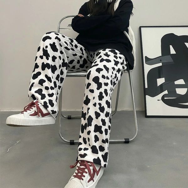 夏服 春服 個性的 白 ホワイト 白黒 モノトーン ウエストゴム ルームウェア イージーパンツ ワイドパンツ プリーツ アニマル ア