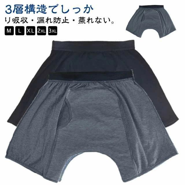 介 インナー ボクサーパンツ 尿漏れパンツ 男性用 トランクス 吸水 280cc 尿漏れパンツ 前後に大きな吸..