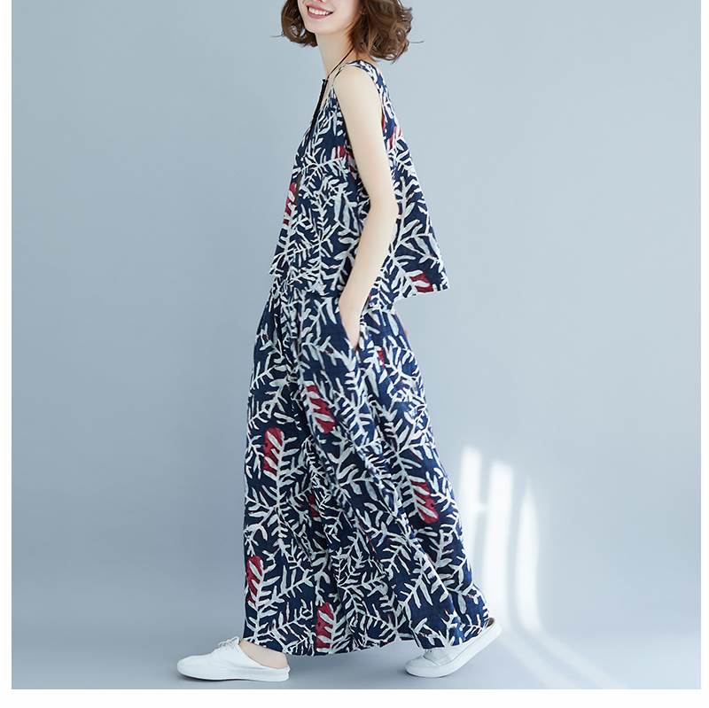 Rakuten - セットアップ マキシ丈 上下セット トップス シャツ ノースリーブ カットソー ワイドパンツ フレア ガウチョ レディース ペイン