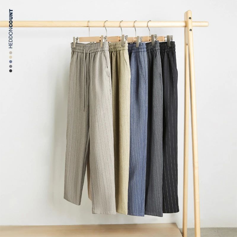 ピンストライプ パンツ スラックス メンズ かっこいい ワイド ストレッチ カジュアルパンツ 人気 ズボン 細身 高尺パンツ かっこ