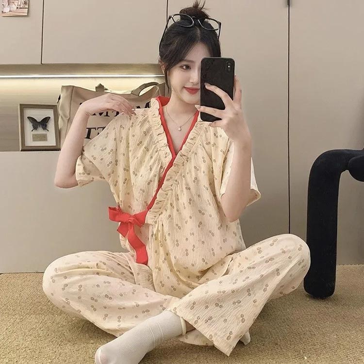 アップ お揃い 浴衣 部屋着 夏 半袖 上下セット ルームウェア レディース セット ゆったり パジャマ 寝巻き
