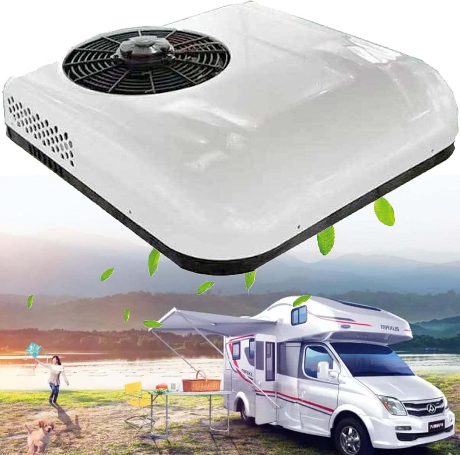 Rakuten - 車 後付けエアコン 車載クーラー ラック RV 屋上エアコン 12V 24V 超薄型車ルーフ のみ冷却 AC ユニット キャンピングカー ユニ