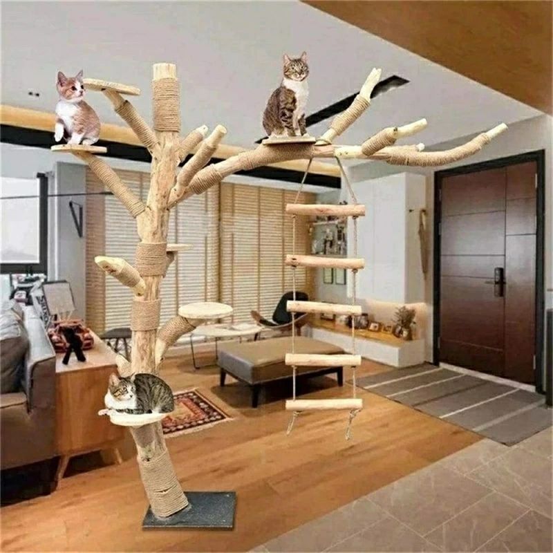Cat Towers - キャットタワー 木製 猫の木 猫登山 猫の活動ツリー 無垢材 猫のジャンプ プラットフォーム 猫登山タワー猫の活動木 猫の遊び地