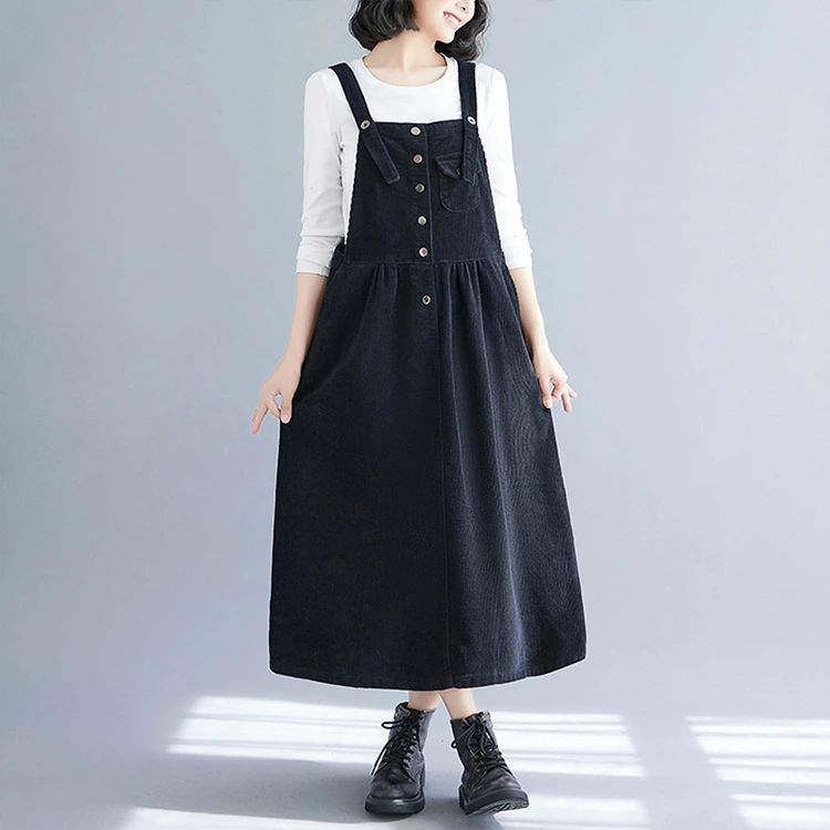 40代 30代 カジュアル20代 シンプル ゆったり 体型カバー 大きいサイズ 無地 大人 ジャンスカ 冬 秋 春 ノースリーブ ワンピース