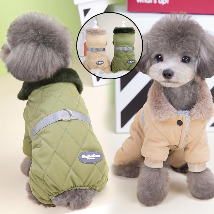 裏起毛 ペット用 軽量 猫 お出かけ 防水 裏ボア ジャンパー ハーネス一体型 戸外運動 軽量 アウター 暖..