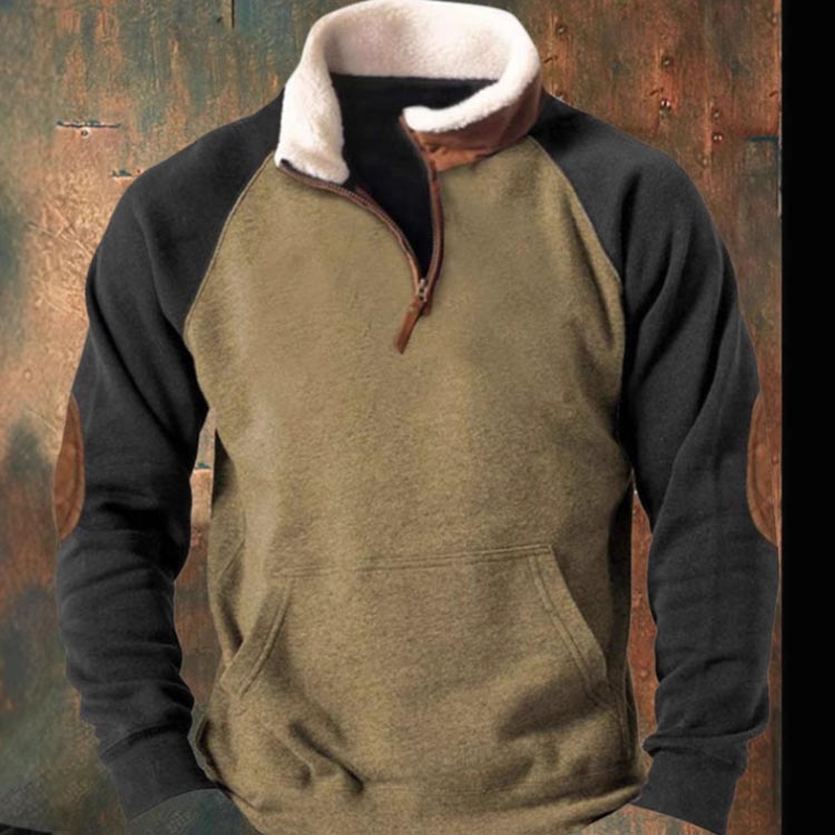 ハーフジップ カジュアル 防寒 防風 裏ボア 柔らかい ゆったり フード付き トレーナー 暖かい スウェット プルオーバー メンズ