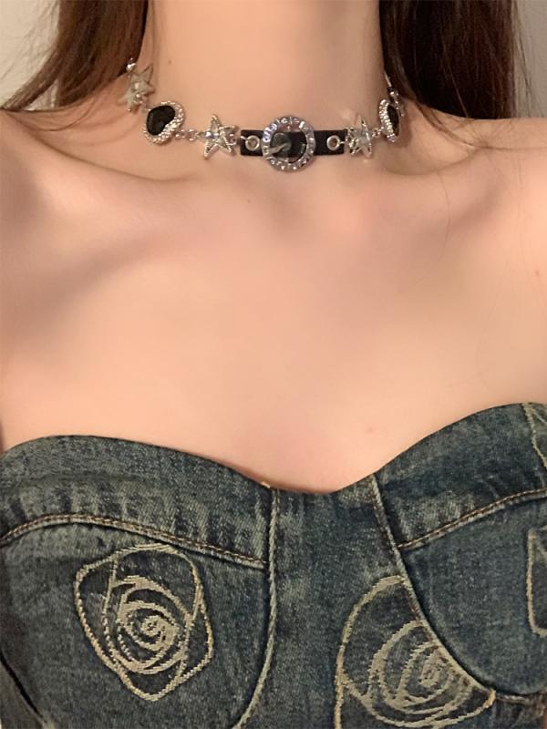チェーン 鎖骨 レディース バンド ネック 夏 ネックレス チョーカー ラブ ブラック ガール スタイリッ..