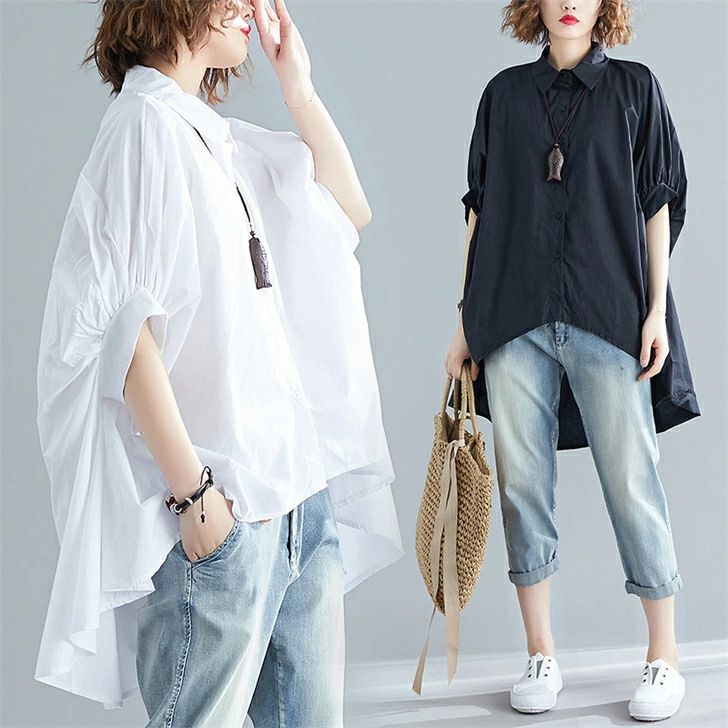 シャツワンピース ロングシャツ レディース 半袖 春 夏 チュニックシャツ 大きいサイズ 無地 おしゃれ ロングワンピー 不規則 体型カバー 折襟