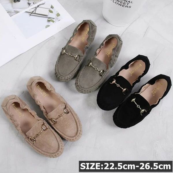 スエード ローファー カジュアルシューズ 可愛い 大人 歩きやすい ぺたんこ 大きいサイズ レディース靴 シューズ ローファー