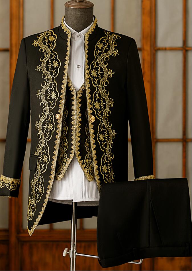 3XL 2XL XL L M S ジャケット+ベスト+パンツ 学園祭 文化祭 クリスマス コスチューム 豪華 イギリス コスプレ 忘年会 貴族服 舞