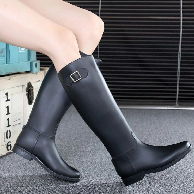 ロング丈 ブーツ レインシューズ 美足 完全防水 ロング 長靴 新作 柔らか レインブーツ レディース おしゃれ 軽量 黒