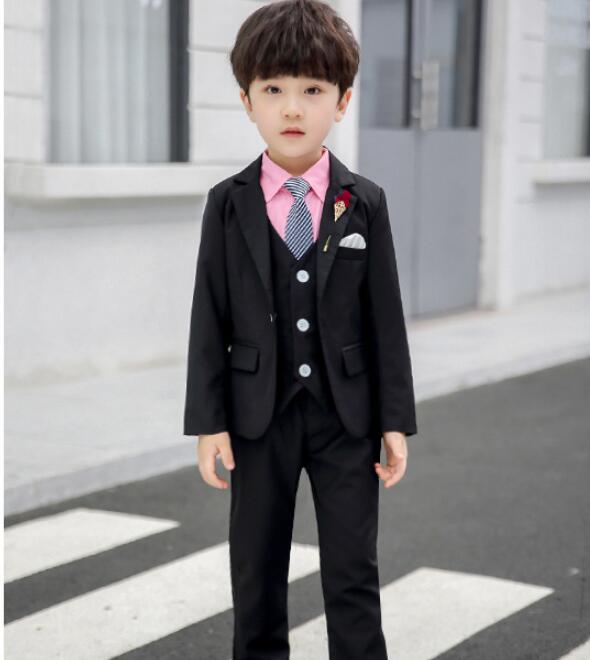 2色 4点セット 90/100/110/120/130/140/150 可愛い 格好良い 無地 長袖ジャケット+パンツ+ネクタイ+ベスト 演出 入学式発表会 子
