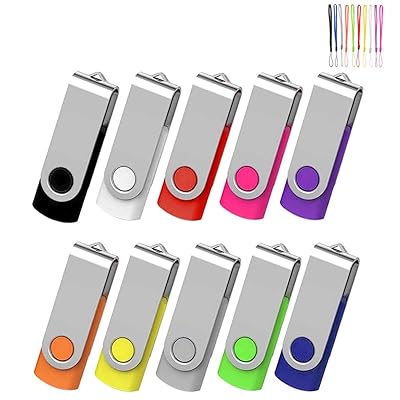 USBメモリ 8GB 10個セット フラッシュメモリー USB2.0 フラッシュドライブ 360° 回転式 10色 (8G, 10色)