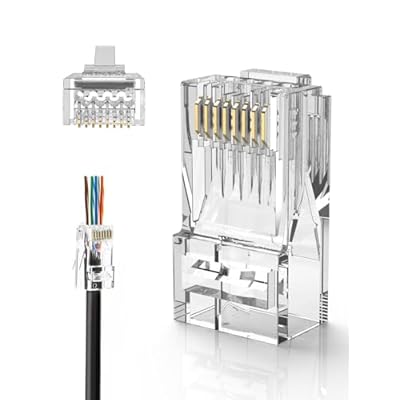 LANコネクタ, RJ45 コネクタ 貫通式 100個入り Cat6 / Cat5e/ Cat5 LANケーブル用 コネクタ 配線簡単 爪折れにくい LANコネクタ, RJ45 コネクタ 貫通式 100個入り Cat6 / Cat5e/ Cat5 LANケーブル用 コネクタ 配線簡単 爪折れにくい