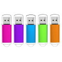 USBメモリ 4GB 5個セット フラッシュメモリー USB2.0 フラッシュドライブ キャップ式 防塵性能優れ ストラップ付き LEDライト付き (4GB 5色)