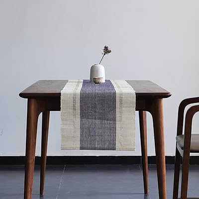 テーブルランナー おしゃれ 手織り布 ちょま 天然素材シンプル 素朴なモダン 中華風和風侘寂わびさび禅茶席 断熱テーブル保護 食卓飾り ティーマット リビングルーム レストラン 茶室 多用途多機能… (黛青色, 35×260cm)