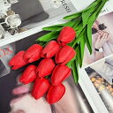 10個 PU リアルタッチ チューリップ 造花 レッド フェイクチューリップ ブーケ 部屋 オフィス 結婚式 装飾
