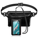 防水ポーチ 防水バッグ セット IPX8認証 三重チャック 小物収納 プール 海 潜水 温泉 お風呂 アウトドア 大容量 ウエストポーチ 顔識別 タッチ対応 小物収納&調節可能 6.7インチまでのスマホに対応 ブラック