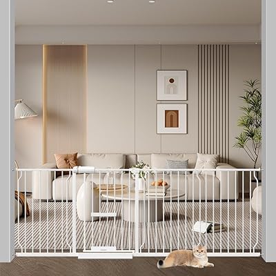 エルフ ベビーベビーゲート ペットドア付き 猫ドア付き ペットゲート 犬 猫 ゲート 猫用ゲート 階段上 犬すり抜け防止 突っ張り式 高さ78cm 扉開閉式 穴開け不要 赤ちゃんゲート ビデオ付き 二重ロック 拡張フレーム付き 補強部品付き 適用幅6