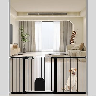 ベビーゲート ペットゲート ペットドア付き 猫 犬 ゲート 高さ76cm ベビーフェンス 突っ張り式 ダブルロック 自動閉鎖 両開き扉 赤ちゃんゲート ベビーガード 玄関 階段 拡張フレーム付き(ブラック、取付幅131-159cm) ベビーゲート ペットゲート ペットドア付き 猫 犬 ゲート 高さ76cm ベビーフェンス 突っ張り式 ダブルロック 自動閉鎖 両開き扉 赤ちゃんゲート ベビーガード 玄関 階段 拡張フレーム付き(ブラック、取付幅131-159cm)