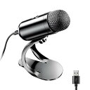 USB コンピューター マイク、ポッドキャスト マイク デスクトップ、ミュート ボタン付き、ストリーミング録音用、全方向性コンデンサー、ボリューム コントロール付き、PC、ラップトップ、Mac、YouTube 用プラグ アンド プレイ スタンド