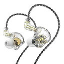 MT1 Hi-FI 1DD ダイナミックドライバー インイヤーイヤホン 10mm デュアル マグネット ダイナミックドライバー2Pin 3.5mm 金メッキ コンタクト モニター リケーブル可能イヤホン (マイクなし, Clear)(2)
